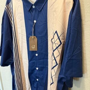 Hardaddy Men's Blue and Cream Hawaiian Shirt size 5XB